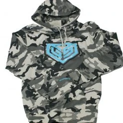 GS Sports Crest Heavyweight Fleece Hoodie - Snow Camo With Chalk Blue