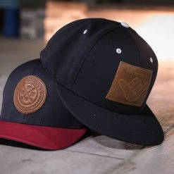 GS Sports United Performance Hat - Navy / Red With Tan Leather Patch