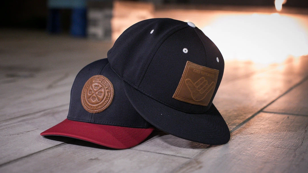 GS Sports United Performance Hat - Navy / Red With Tan Leather Patch 2 GS Sports United Performance Hat - Navy / Red With Tan Leather Patch