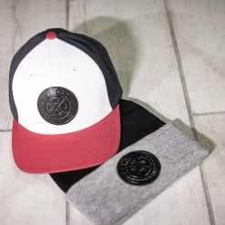 GS Sports United Performance Hat - White / Navy / Red With Black Leather Patch HEADWEAR 7 GS Sports United Performance Hat - White / Navy / Red With Black Leather Patch HEADWEAR