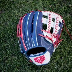 Ball Gloves GS Sports Pro Series 13.5" Laced Dual Post Ball Glove - Navy/White/Red