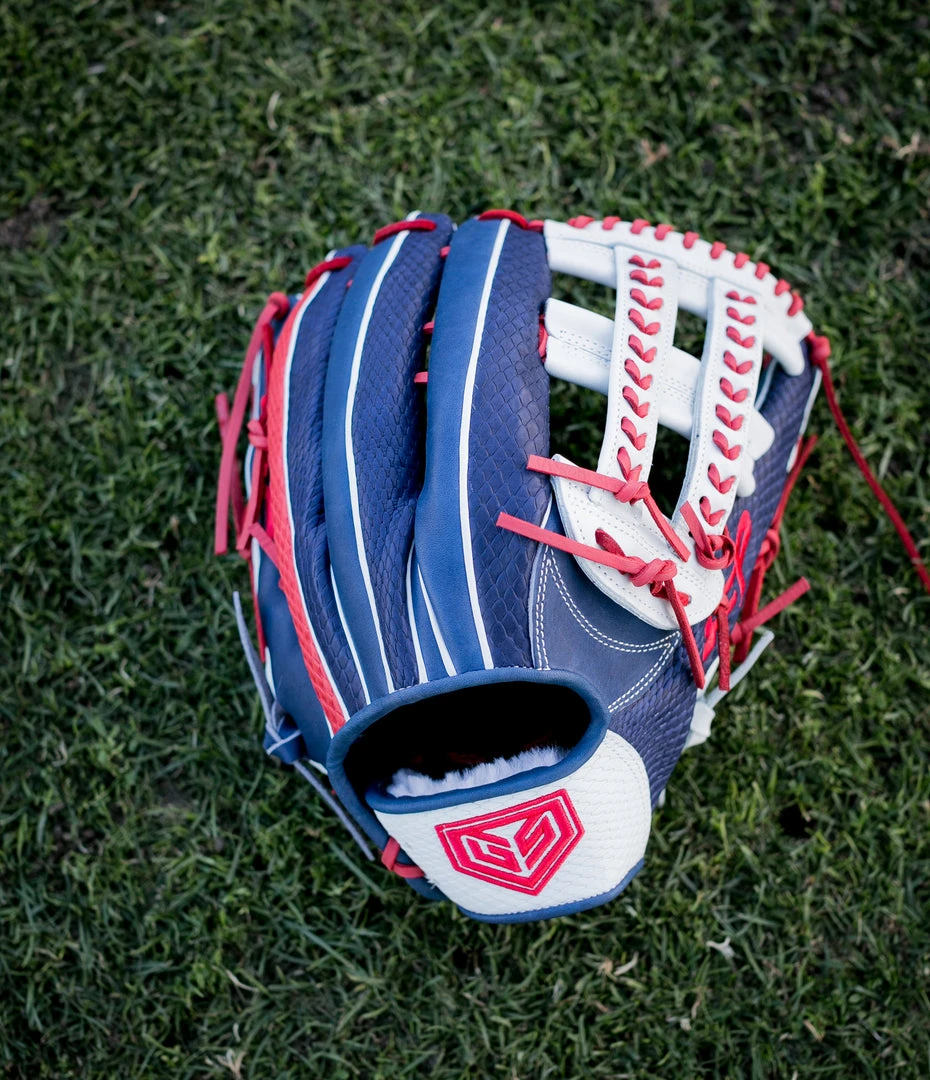 Ball Gloves GS Sports Pro Series 13.5" Laced Dual Post Ball Glove - Navy/White/Red 2 Ball Gloves GS Sports Pro Series 13.5" Laced Dual Post Ball Glove - Navy/White/Red
