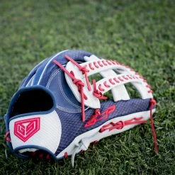 Ball Gloves GS Sports Pro Series 13.5" Laced Dual Post Ball Glove - Navy/White/Red 11 Ball Gloves GS Sports Pro Series 13.5