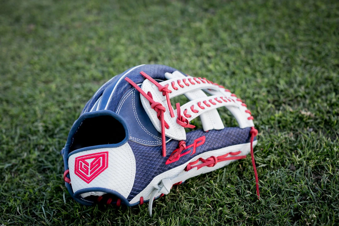 Ball Gloves GS Sports Pro Series 13.5" Laced Dual Post Ball Glove - Navy/White/Red 3 Ball Gloves GS Sports Pro Series 13.5" Laced Dual Post Ball Glove - Navy/White/Red