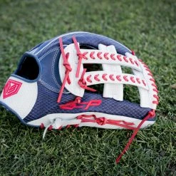 Ball Gloves GS Sports Pro Series 13.5" Laced Dual Post Ball Glove - Navy/White/Red