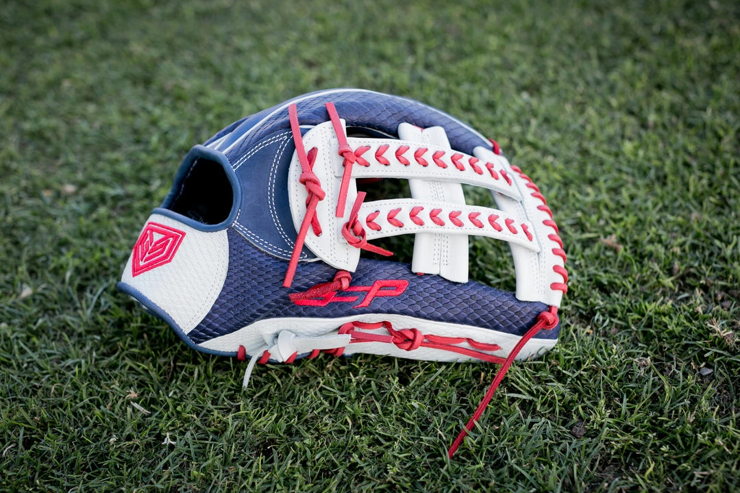 Ball Gloves GS Sports Pro Series 13.5" Laced Dual Post Ball Glove - Navy/White/Red 1 Ball Gloves GS Sports Pro Series 13.5" Laced Dual Post Ball Glove - Navy/White/Red