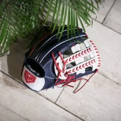 Ball Gloves GS Sports Pro Series 13.5" Laced Dual Post Ball Glove - Navy/White/Red 13 Ball Gloves GS Sports Pro Series 13.5