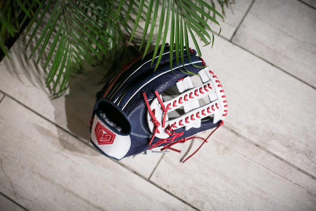 Ball Gloves GS Sports Pro Series 13.5" Laced Dual Post Ball Glove - Navy/White/Red 5 Ball Gloves GS Sports Pro Series 13.5" Laced Dual Post Ball Glove - Navy/White/Red