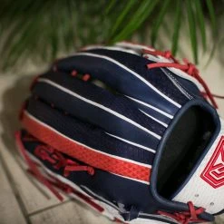 Ball Gloves GS Sports Pro Series 13.5" Laced Dual Post Ball Glove - Navy/White/Red 15 Ball Gloves GS Sports Pro Series 13.5