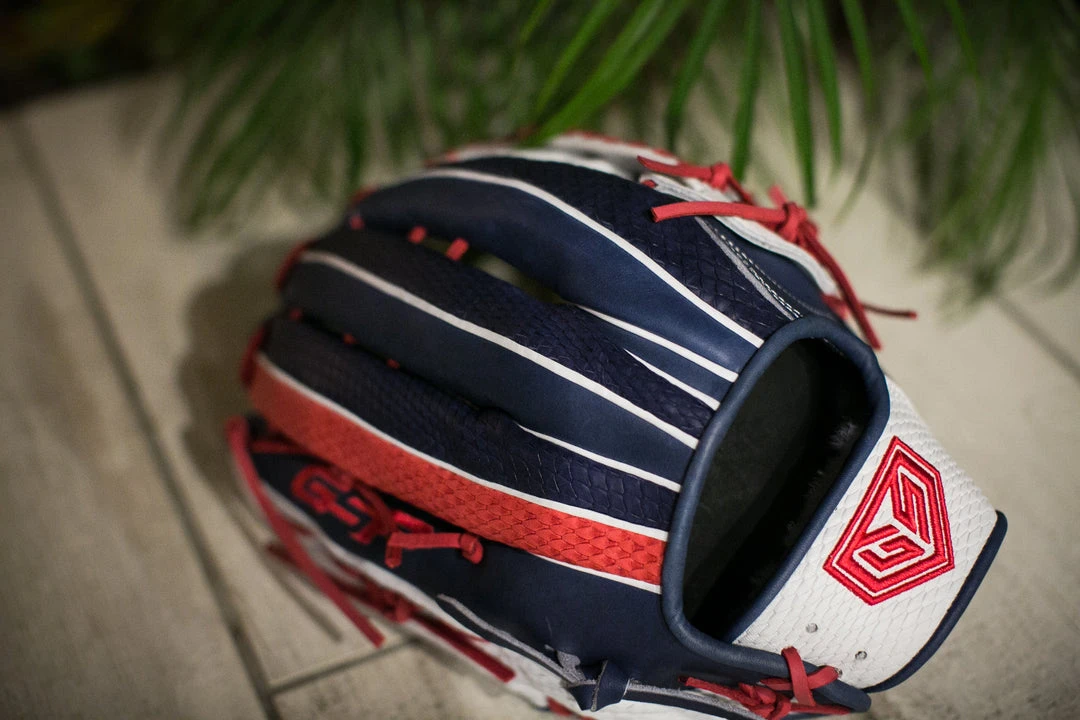 Ball Gloves GS Sports Pro Series 13.5" Laced Dual Post Ball Glove - Navy/White/Red 7 Ball Gloves GS Sports Pro Series 13.5" Laced Dual Post Ball Glove - Navy/White/Red