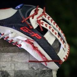 Ball Gloves GS Sports Pro Series 13.5" Laced Dual Post Ball Glove - Navy/White/Red 16 Ball Gloves GS Sports Pro Series 13.5