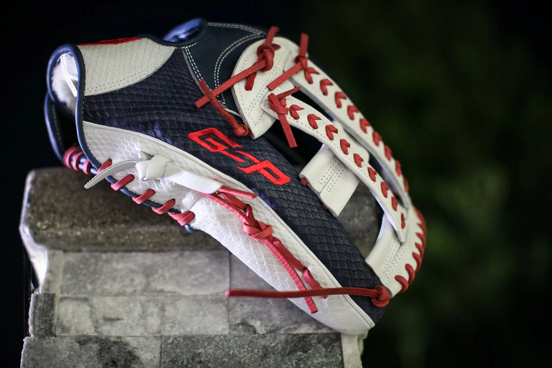 Ball Gloves GS Sports Pro Series 13.5" Laced Dual Post Ball Glove - Navy/White/Red 8 Ball Gloves GS Sports Pro Series 13.5" Laced Dual Post Ball Glove - Navy/White/Red