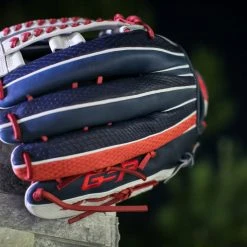 Ball Gloves GS Sports Pro Series 13.5" Laced Dual Post Ball Glove - Navy/White/Red 17 Ball Gloves GS Sports Pro Series 13.5
