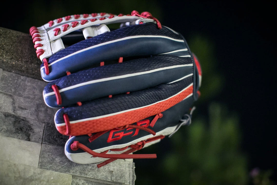 Ball Gloves GS Sports Pro Series 13.5" Laced Dual Post Ball Glove - Navy/White/Red 9 Ball Gloves GS Sports Pro Series 13.5" Laced Dual Post Ball Glove - Navy/White/Red