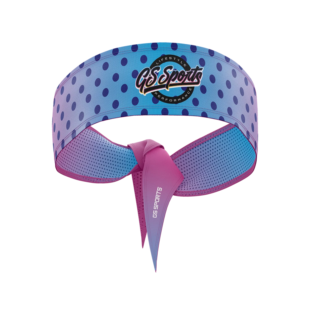 HEADWEAR GS Sports Tied Headband - Rainbow Polka Dots 1 HEADWEAR GS Sports Tied Headband - Rainbow Polka Dots