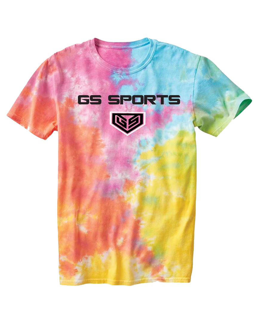 APPAREL GS Sports Tie Dye Tees - Palm Tree Shaka, Boxed, GS Sports Wordmark 2 APPAREL GS Sports Tie Dye Tees - Palm Tree Shaka, Boxed, GS Sports Wordmark