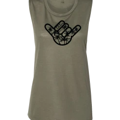 GS Sports Womens Muscle Tank - Palm Tree Shaka APPAREL