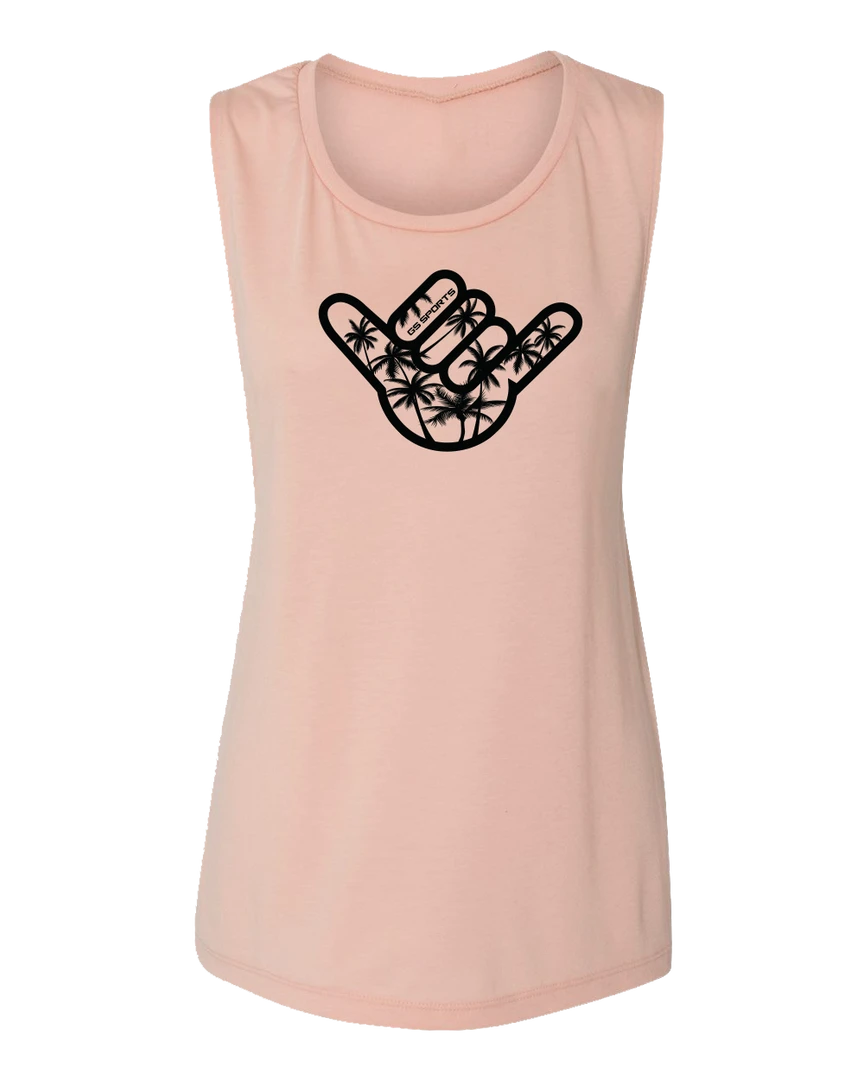 GS Sports Womens Muscle Tank - Palm Tree Shaka APPAREL 3 GS Sports Womens Muscle Tank - Palm Tree Shaka APPAREL