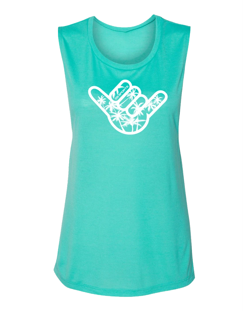 GS Sports Womens Muscle Tank - Palm Tree Shaka APPAREL 4 GS Sports Womens Muscle Tank - Palm Tree Shaka APPAREL
