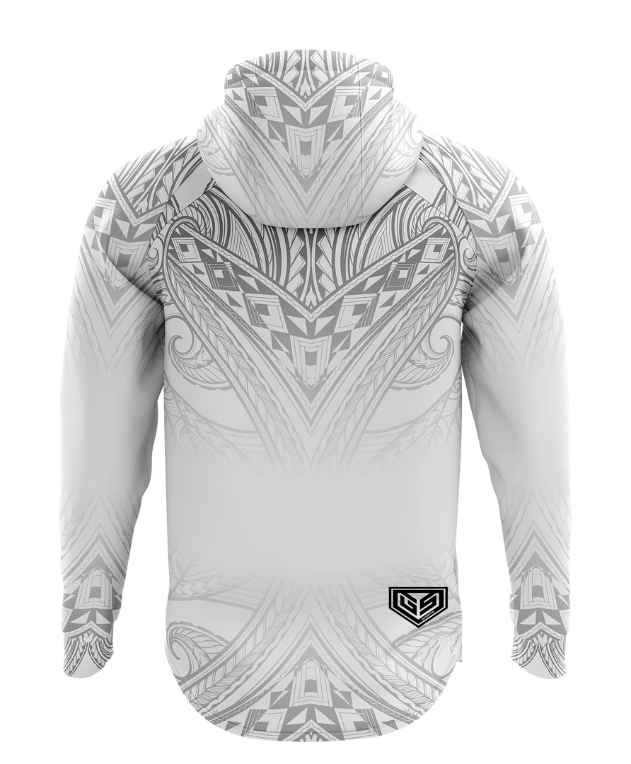 GS Sports Fleece Scuba Neck Hoodie - GSP White Tribal 2 GS Sports Fleece Scuba Neck Hoodie - GSP White Tribal