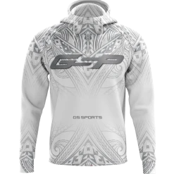 GS Sports Fleece Scuba Neck Hoodie - GSP White Tribal