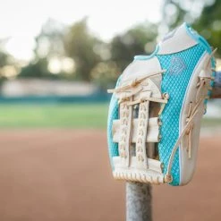 GS Sports Signature Series 13" Laced Dual Post Ball Glove - Blonde / Teal Snakeskin Ball Gloves 13 GS Sports Signature Series 13