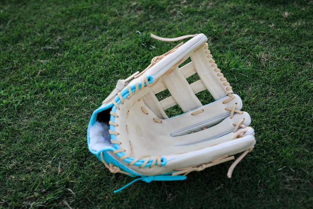 GS Sports Signature Series 13" Laced Dual Post Ball Glove - Blonde / Teal Snakeskin Ball Gloves 6 GS Sports Signature Series 13" Laced Dual Post Ball Glove - Blonde / Teal Snakeskin Ball Gloves