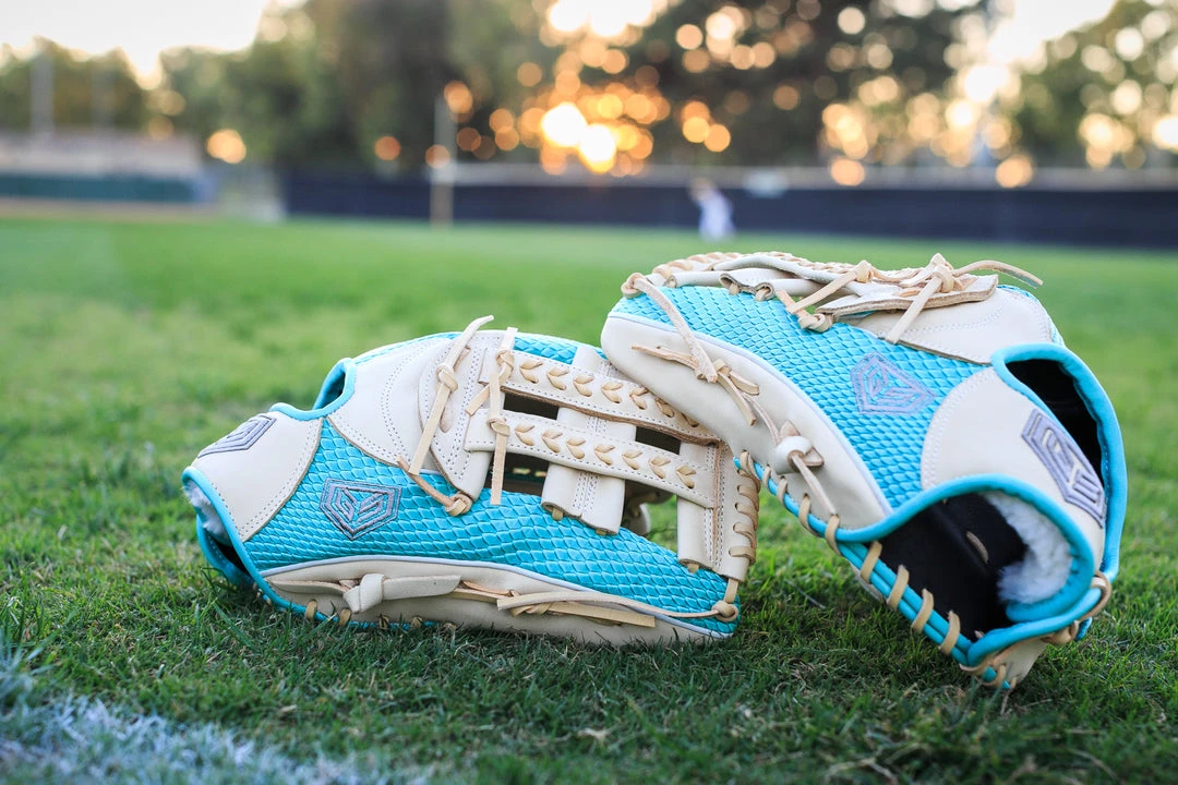 GS Sports Signature Series 13" Laced Dual Post Ball Glove - Blonde / Teal Snakeskin Ball Gloves 5 GS Sports Signature Series 13" Laced Dual Post Ball Glove - Blonde / Teal Snakeskin Ball Gloves