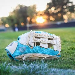 GS Sports Signature Series 13" Laced Dual Post Ball Glove - Blonde / Teal Snakeskin Ball Gloves