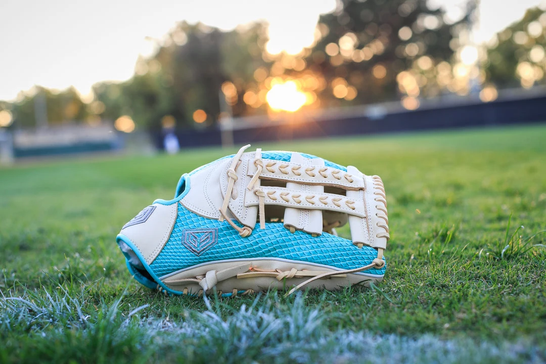 GS Sports Signature Series 13" Laced Dual Post Ball Glove - Blonde / Teal Snakeskin Ball Gloves 1 GS Sports Signature Series 13" Laced Dual Post Ball Glove - Blonde / Teal Snakeskin Ball Gloves