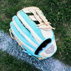 GS Sports Signature Series 13" Laced Dual Post Ball Glove - Blonde / Teal Snakeskin Ball Gloves 9 GS Sports Signature Series 13