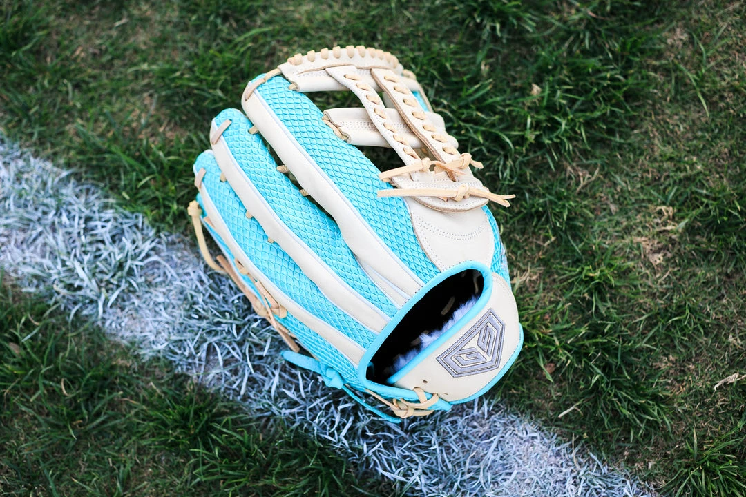 GS Sports Signature Series 13" Laced Dual Post Ball Glove - Blonde / Teal Snakeskin Ball Gloves 3 GS Sports Signature Series 13" Laced Dual Post Ball Glove - Blonde / Teal Snakeskin Ball Gloves