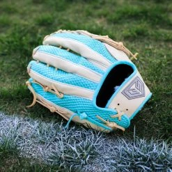 GS Sports Signature Series 13" Laced Dual Post Ball Glove - Blonde / Teal Snakeskin Ball Gloves