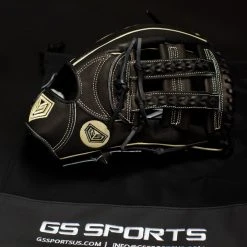 Ball Gloves GS Sports Pro Series 13" And 12.5" Laced H Web Ball Glove - Black With Carbon Fiber And Gold 11 Ball Gloves GS Sports Pro Series 13