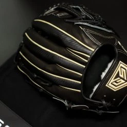 Ball Gloves GS Sports Pro Series 13" And 12.5" Laced H Web Ball Glove - Black With Carbon Fiber And Gold 10 Ball Gloves GS Sports Pro Series 13