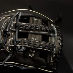 Ball Gloves GS Sports Pro Series 13" And 12.5" Laced H Web Ball Glove - Black With Carbon Fiber And Gold 13 Ball Gloves GS Sports Pro Series 13
