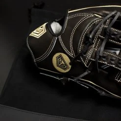 Ball Gloves GS Sports Pro Series 13" And 12.5" Laced H Web Ball Glove - Black With Carbon Fiber And Gold 12 Ball Gloves GS Sports Pro Series 13