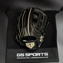 Ball Gloves GS Sports Pro Series 13" And 12.5" Laced H Web Ball Glove - Black With Carbon Fiber And Gold 15 Ball Gloves GS Sports Pro Series 13