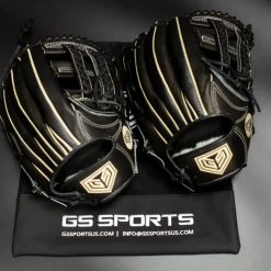 Ball Gloves GS Sports Pro Series 13" And 12.5" Laced H Web Ball Glove - Black With Carbon Fiber And Gold