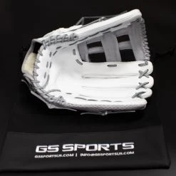 Ball Gloves GS Sports 14" And 13" Laced H Web Ball Glove - White And Grey 11 Ball Gloves GS Sports 14