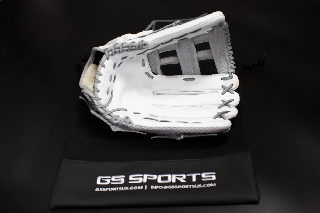 Ball Gloves GS Sports 14" And 13" Laced H Web Ball Glove - White And Grey 3 Ball Gloves GS Sports 14" And 13" Laced H Web Ball Glove - White And Grey
