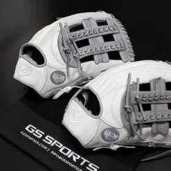 Ball Gloves GS Sports 14" And 13" Laced H Web Ball Glove - White And Grey