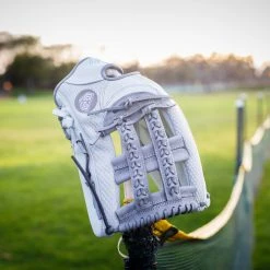 Ball Gloves GS Sports 14" And 13" Laced H Web Ball Glove - White And Grey 14 Ball Gloves GS Sports 14