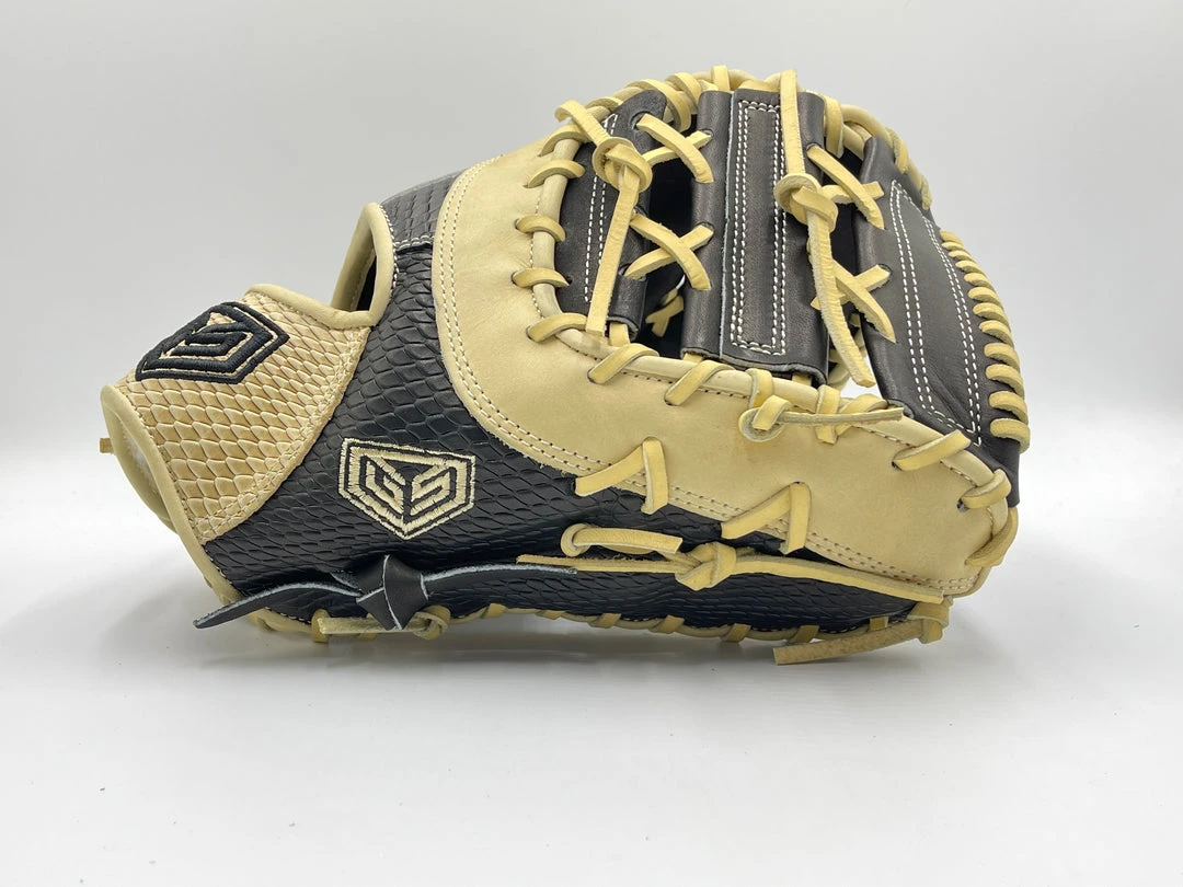 GS Sports Pro Series 13.5” First Base Ball Glove - Black / Blonde Snakeskin 1 GS Sports Pro Series 13.5” First Base Ball Glove - Black / Blonde Snakeskin