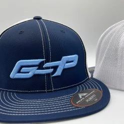 GS Sports GSP 4D5 Flatbill Hat - Navy / White With GSP Baby Blue