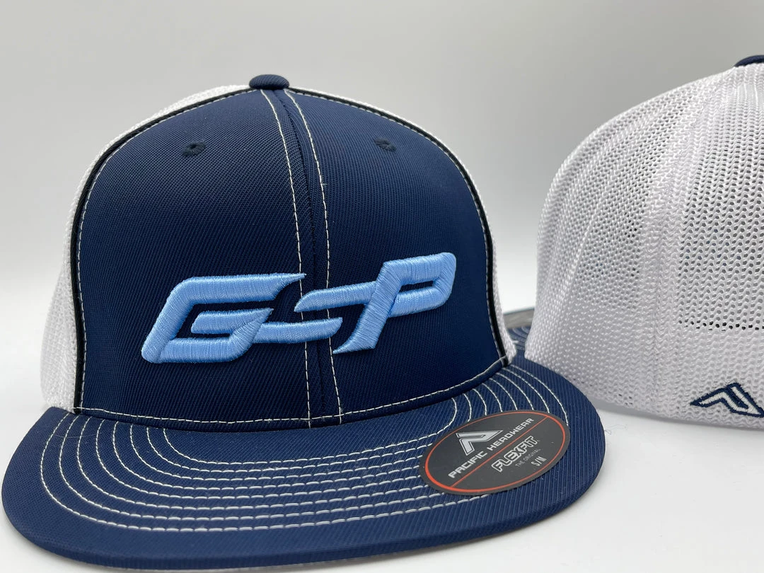 GS Sports GSP 4D5 Flatbill Hat - Navy / White With GSP Baby Blue 2 GS Sports GSP 4D5 Flatbill Hat - Navy / White With GSP Baby Blue