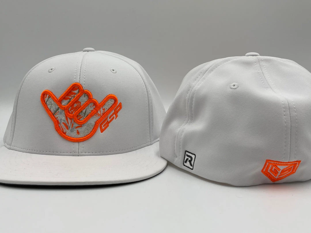 HEADWEAR GS Sports Floral Shaka PTS20 Hat - White With Neon Orange 1 HEADWEAR GS Sports Floral Shaka PTS20 Hat - White With Neon Orange