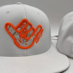 HEADWEAR GS Sports Floral Shaka PTS20 Hat - White With Neon Orange