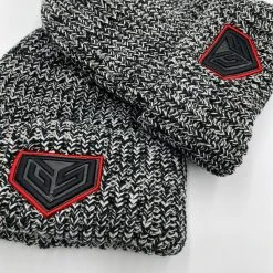 GS Sports Crest Chunky Knit Beanie - Black Heather With Red Logo HEADWEAR