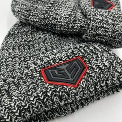 GS Sports Crest Chunky Knit Beanie - Black Heather With Red Logo HEADWEAR 5 GS Sports Crest Chunky Knit Beanie - Black Heather With Red Logo HEADWEAR